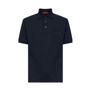 Gucci Men Dark Blue Stretch Cotton Pique Embroidered Polo Shirt